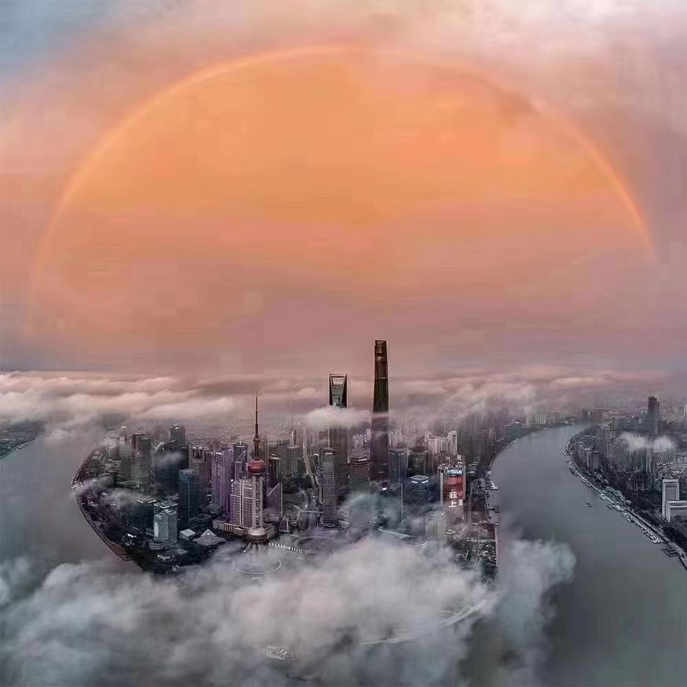 疫情过的上海迎来彩虹满天
